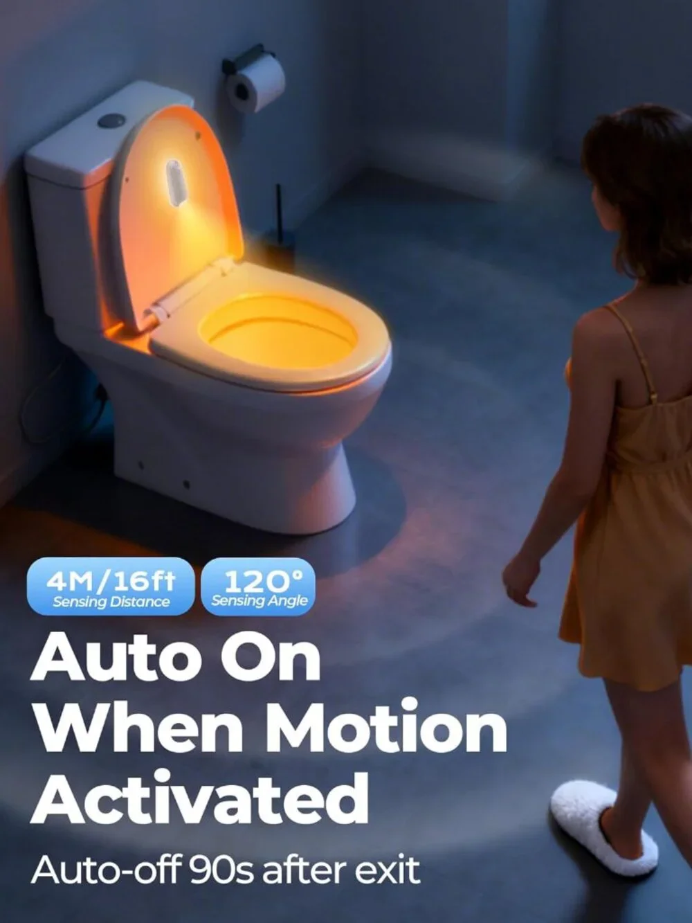 Toilet Night Light Motion Sensor, 8 Color Changing LED Wall Motion Sensor Light